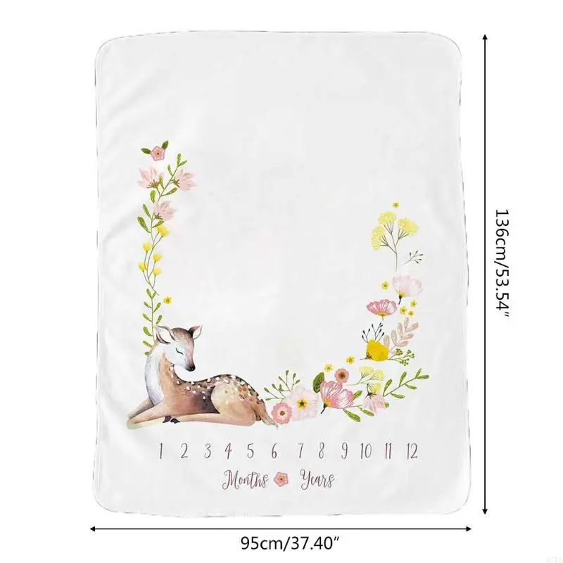 57EE Newborn Animal Pattern Photography Prop Baby Monthly Milestone Blanket Record Growth Milestone Blanket