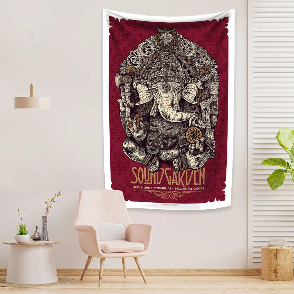 Rock And Roll Music Tapestry Soundgardens Prints Wall Hanging Covering Cloth Bedroom Dormitory Decor Concert Banner Friend Gifts