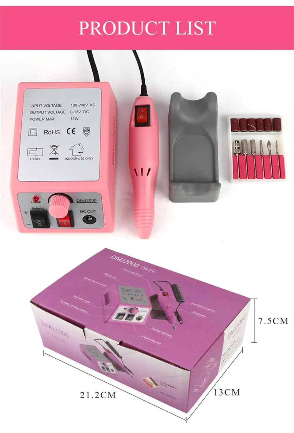 Macchina a bassa vibrazione a basso rumore 15000RPM trapano elettrico professionale per unghie 4 colori strumento per salone di bellezza Manicure Pedicure Set