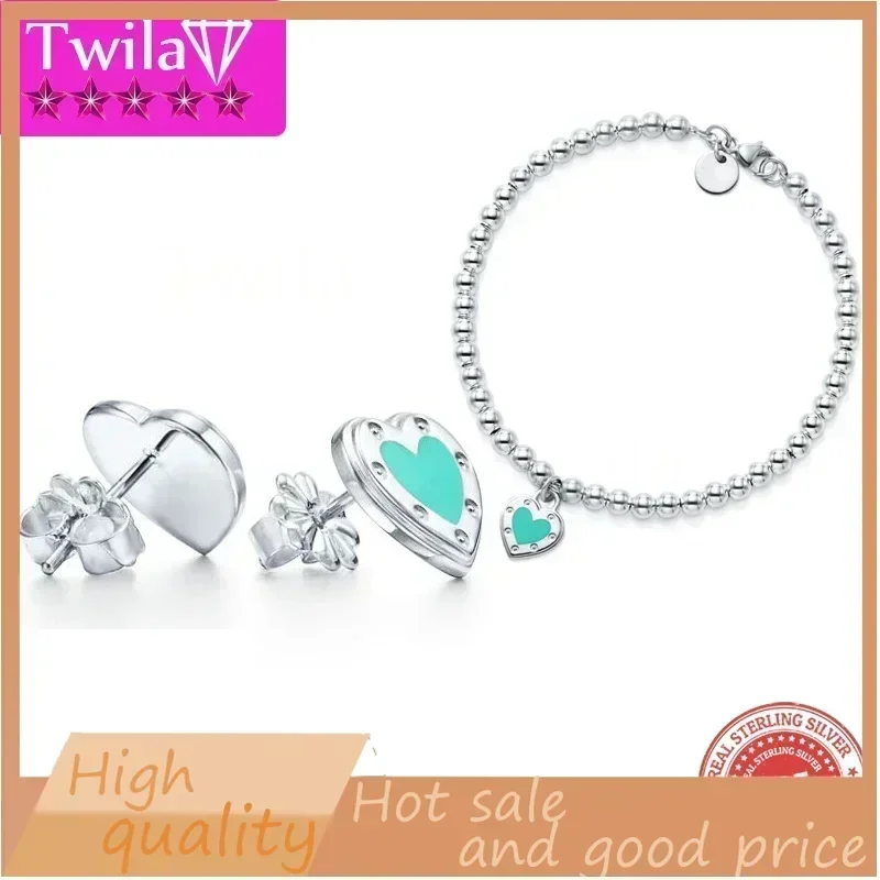 

Classic S925 Sterling Silver Heart Earring & Bracelet Set - Timeless Style, Perfect for Women