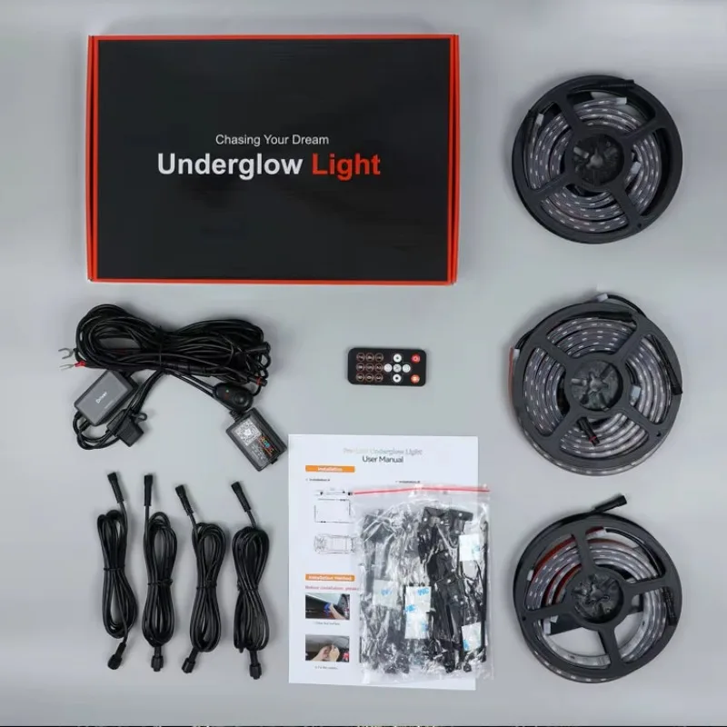 

Dual Row IP68 Waterproof Flow RGBIC Body Bottom Light Emitting Diode Car 6 pcs Chase Car Dual Row