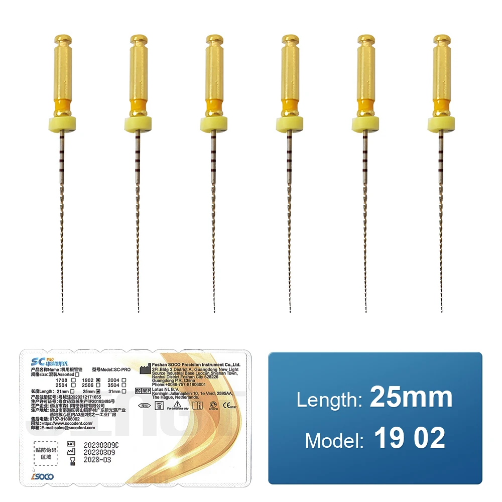 Coxo soco pro zahnwurzel kanal feile wärme aktivierte rotierende nitinol zahn zellstoff feilen thermisch aktiviertes nickel titan 6 teile/schachtel