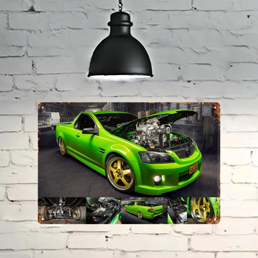  Frameless Art Tin Painting, , Houghton Commodore Ute Modified Engine, Green Muscle Car Poster, Vintage Iron Metal Art, Waterpro
