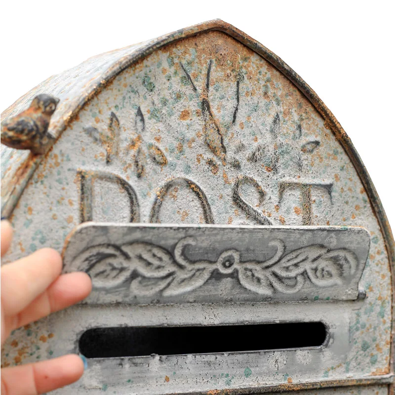 Metal Mailbox Butizone Storage Mail Box for Leaving Message Farmhouse Post Decoration Crafts Outdoor Letter Box