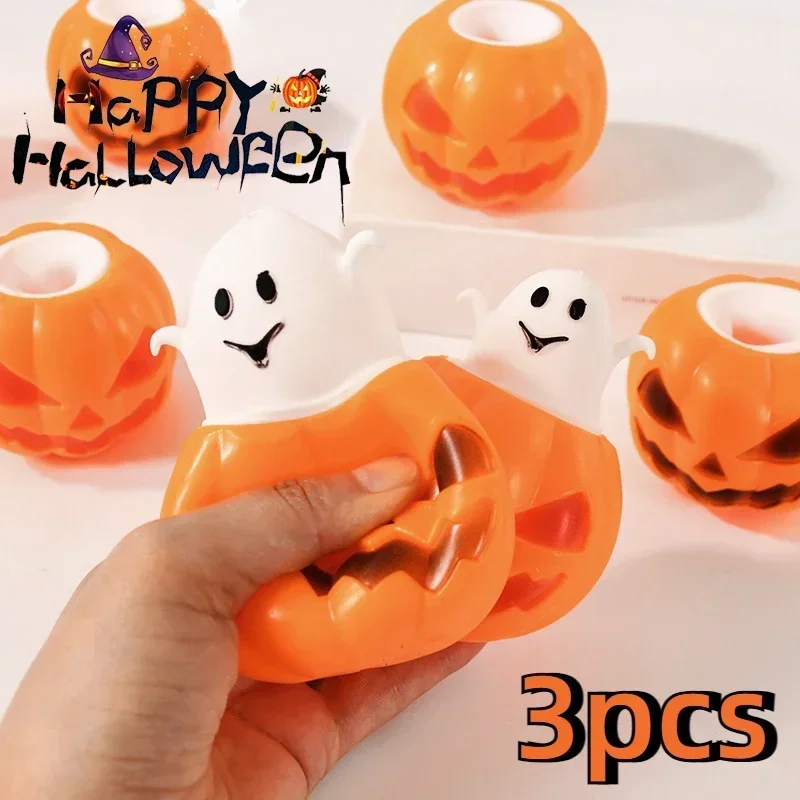 3/1Pcs Halloween Pumpkin Ghost Squeeze Pinch Toy Kids Favors Halloween Party Supplies Stress Relief Fidget Toys Birthday Gifts