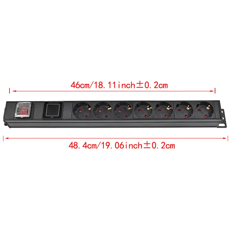 16A German standard Socket C14 port PDU Power Strip Engineering Network Cabinet 7 Way EU output jack ammeter digital display