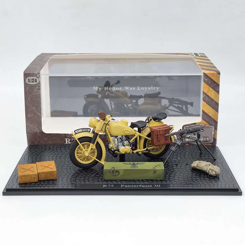 

1/24 for R75 Panzerfaust 30 Motorcycle World War II 1939-1945 Diecast Model Motorbike Collection Toys Gift Yellow