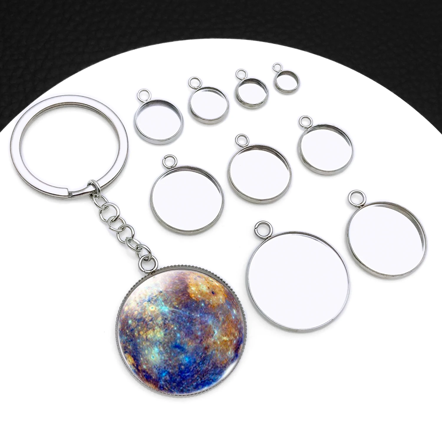 10/20pcs 6-30mm Stainless Steel Round Pendant Blank Cabochon Tray Bezels Blank Setting For DIY Jewelry Making Supplies Wholesale