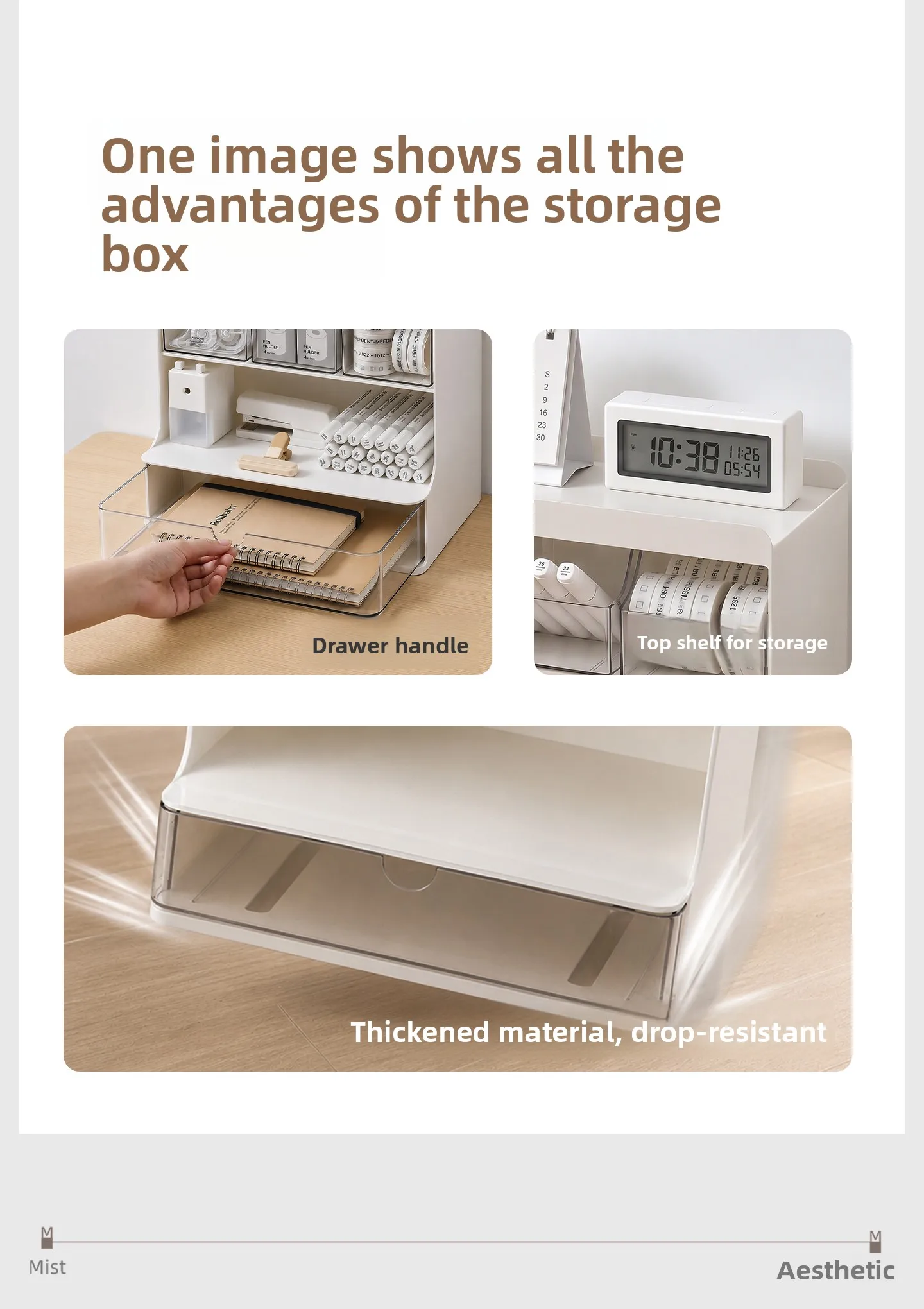 Desktop Drawer-Style Multi-Layer Plastic Organizer for Office & Student Desks — detail 4