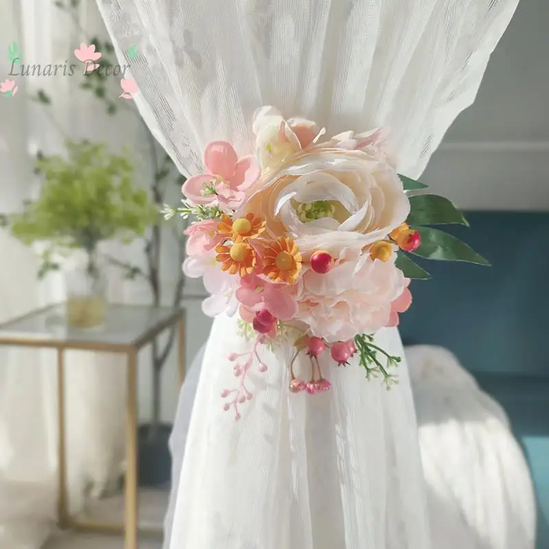 Curtain Tied Floral Fabric Imitation Floral Tie, Window Tie Tape, Wedding Decoration Star-Dotted Floral Art