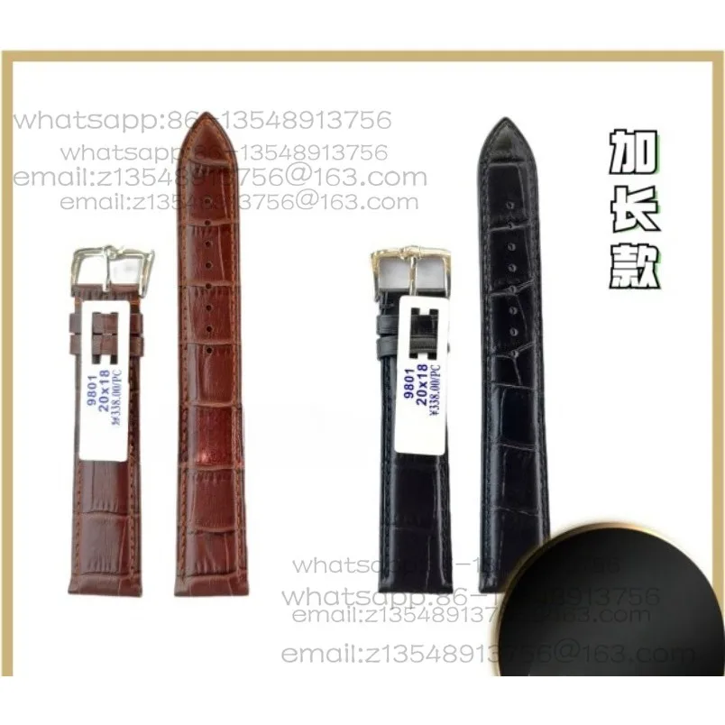 9801 Extended Leather Strap, First Layer Cowhide Bamboo Pattern, Unisex Pin Buckle Watch Accessories 1 piece