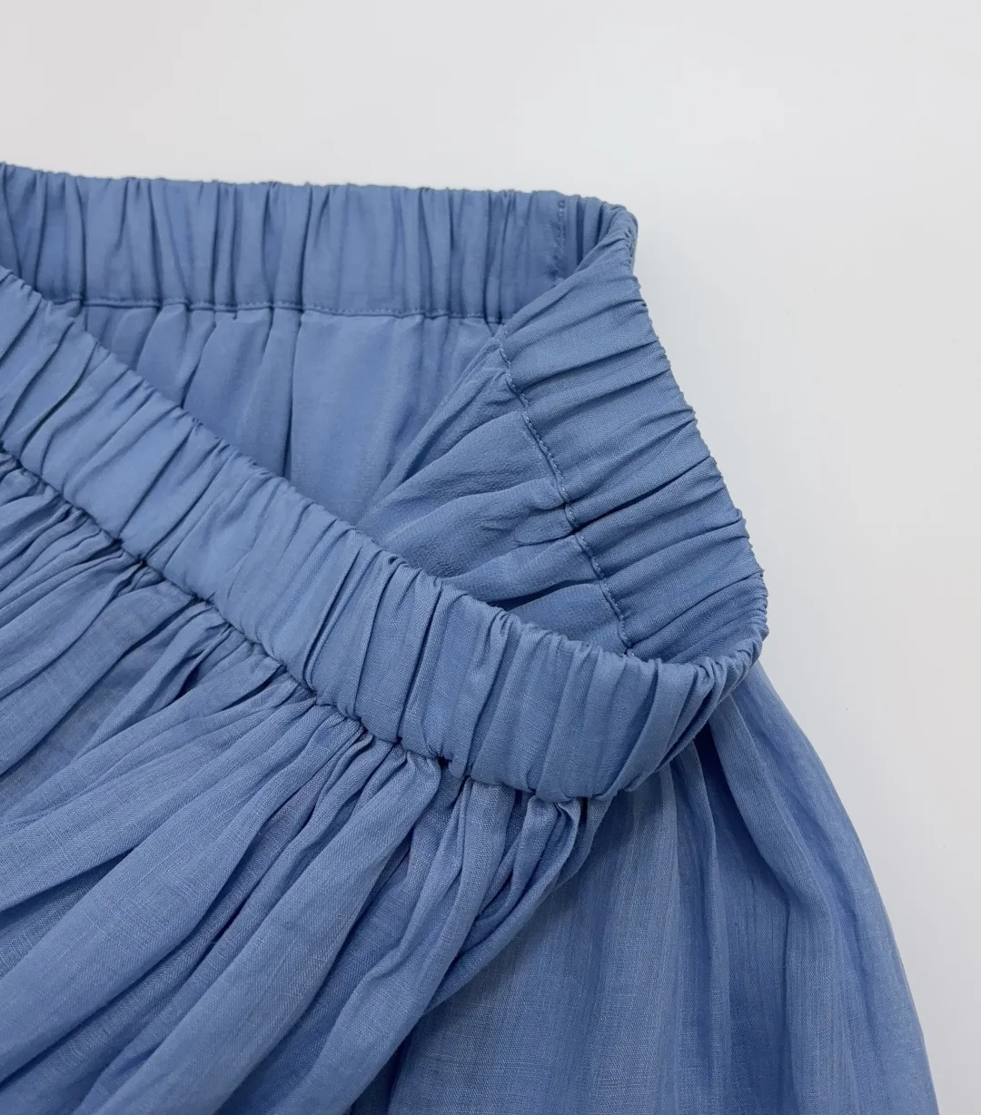 Women Blue Skirt 100% Ramie Elastic Waist Casual Fashion Women High Waist Midi Skirt