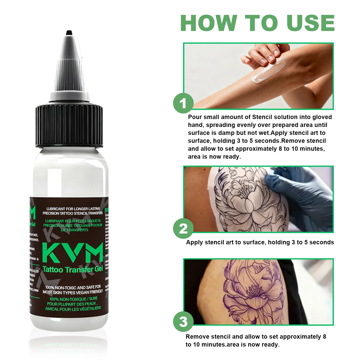 KVM 30 مللي 1/2/3 قطعة استنسل الوشم المهنية ماجيك جل ناسخة حرارية جل نقل الاشياء الحل كريم الوشم اكسسوارات