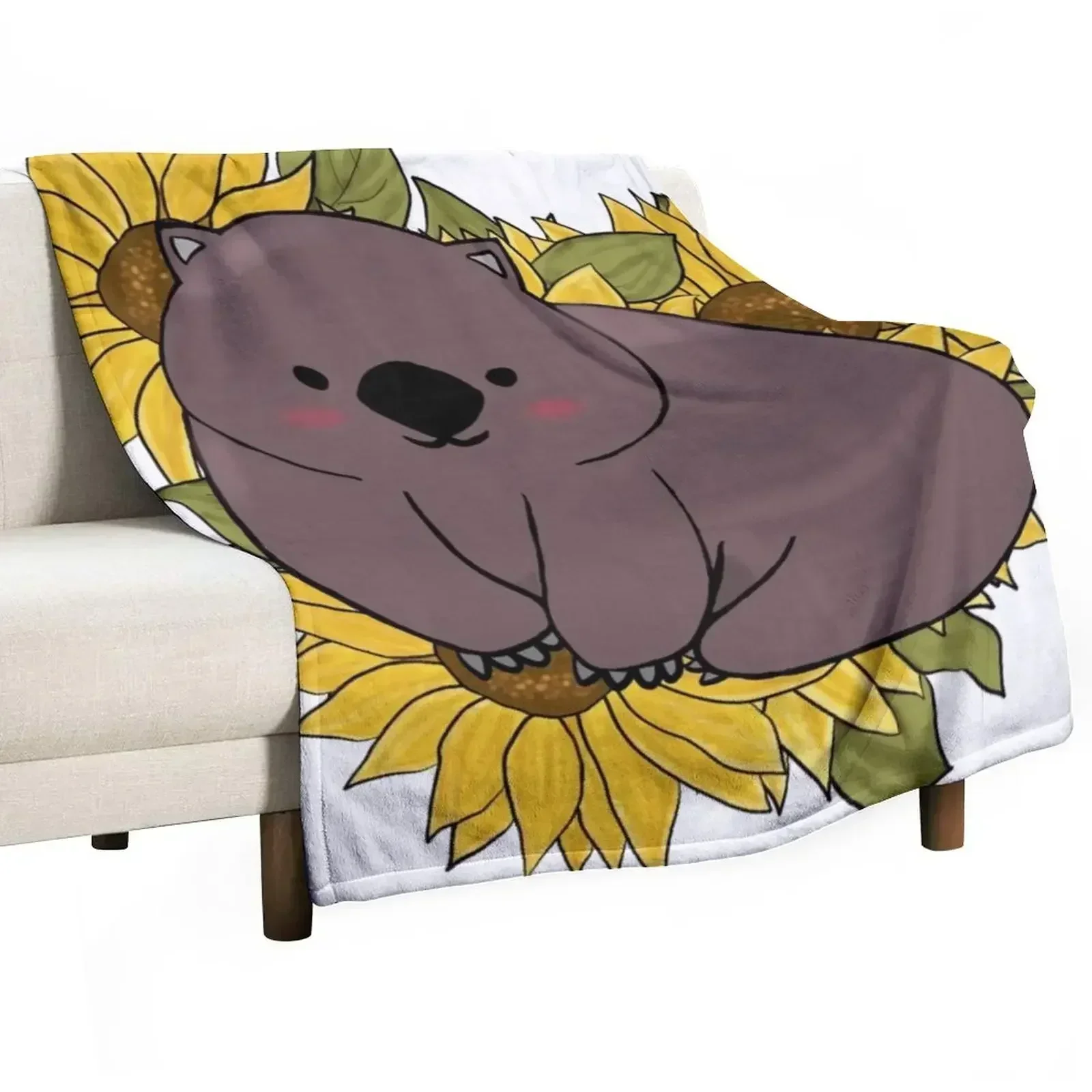 Sunflower Wombat Throw Blanket Shaggy Comforter Thin Sofa Throw Blankets
