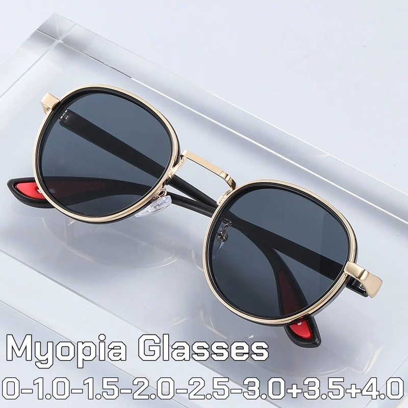 

Luxury Metal Myopia Sunglasses for Men NewVintage Round Frame Personalized Street Photography Near Sight Eyeglasses minus sight