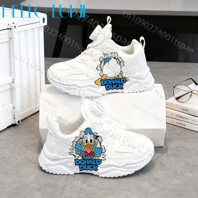 

2026 детские кроссовки для кампуса Дональда Дака для мальчиков и девочек, однотонная подошва из искусственной кожи с поддержкой свода стопы, белые туфли мини-размера