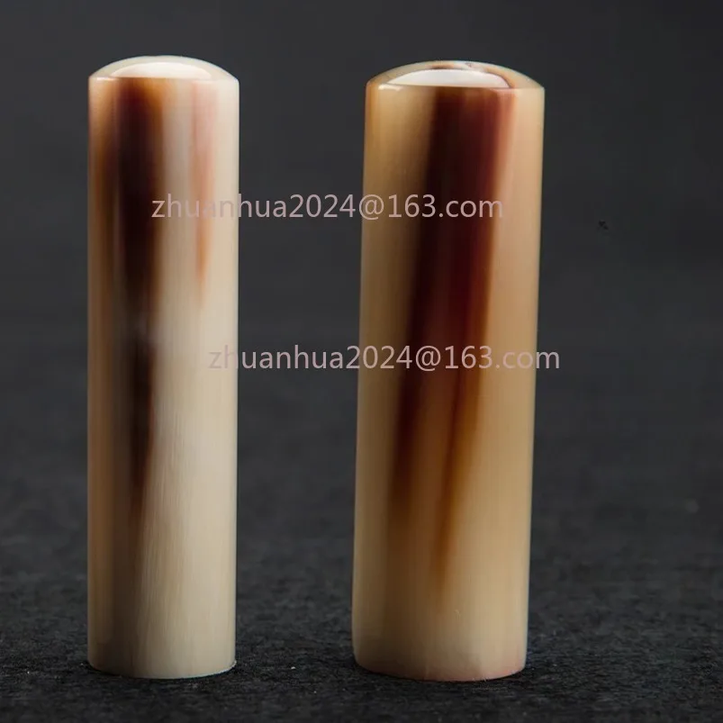 2pcs Natural White Cow Horn Cylinder Seal Material Stamp Round Ox Horn Material DIY