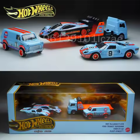 1:64 Hot Wheels Le Mans Garage Gulf Oil Livery Series GMH39 McLaren F1 Ford GT40 Vintage Racing Collection Car Model Collection