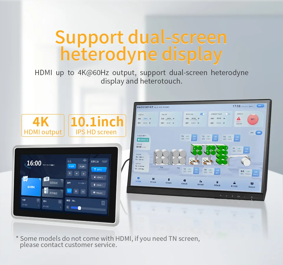 IXHUB 10,1" Industriequalität All-in-One Embedded Touch Panel IP65 Wasserdichter Monitor RS232 RS485 TTL Android Debian Ubuntu