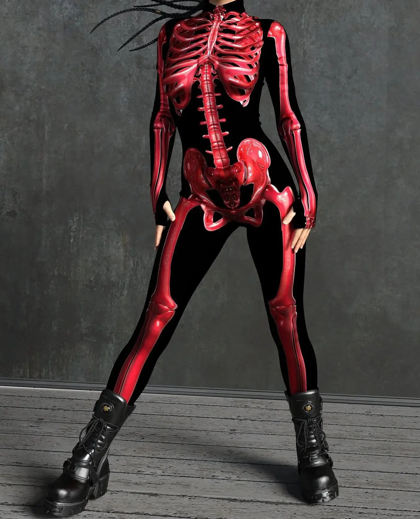 Karneval Totenkopf Party Bodysuit Damen Sexy Horror-Print Jumpsuit Feiertagsparty Maskerade Catsuit Kostüm Einzigartiges Aerial Yoga Set – Detail 35