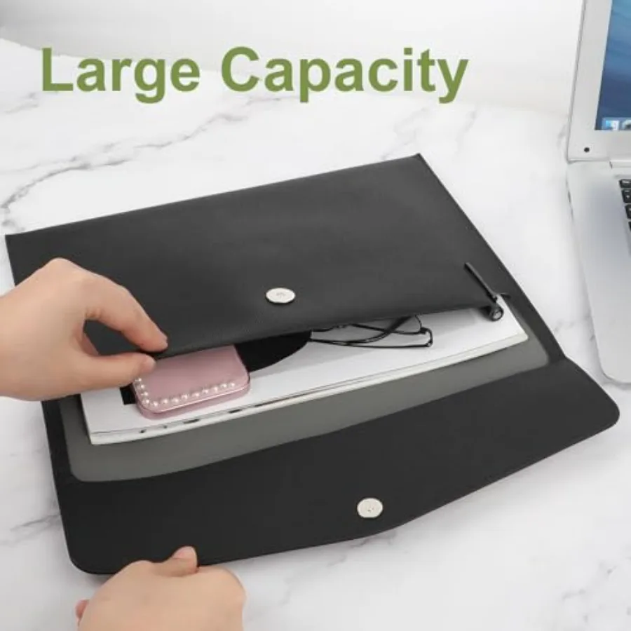 مجلد ملفات المستندات 1 قطعة بولي Leather الجلود A4 مجلد مغلف توسيع منظم الملفات مقاوم للماء محفظة سوداء حقيبة للتخزين مع I