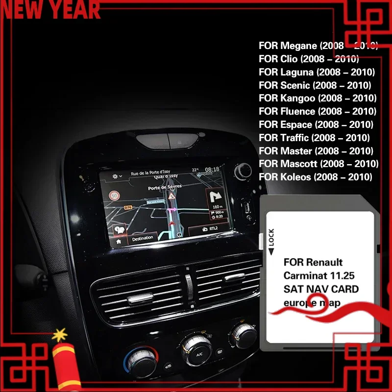 

SD Card 8201753026 for Renault Megan Clio Laguna Scene Carminat 11.25 Europe Maps 2024 Sat Nav GPS Navigation 8GB