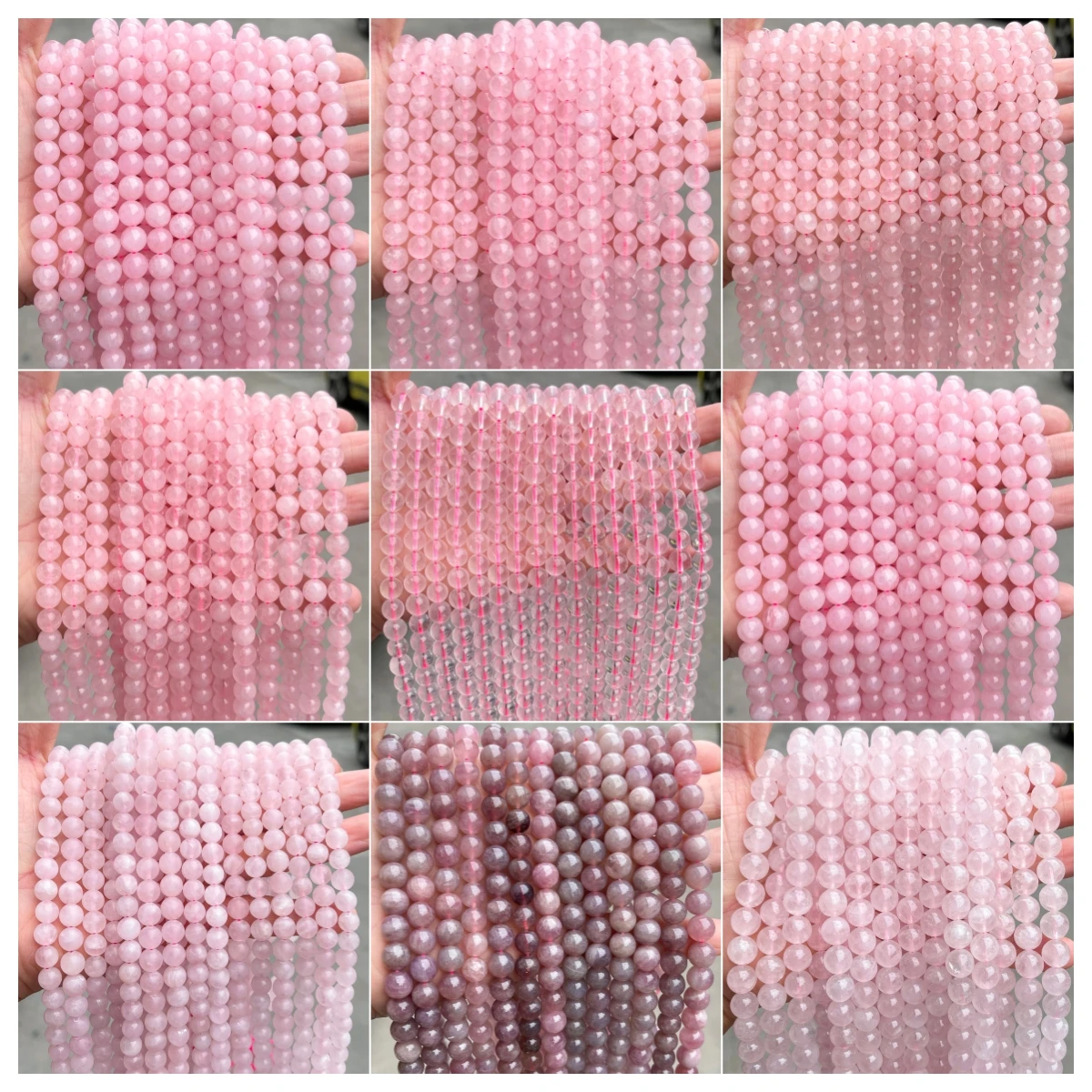 4 6 8 10mm Natural Stone Rose Quartz Bead Round Loose Spacer Bead for Jewelry Making DIY Bracelet Necklace Accessory Wholesale