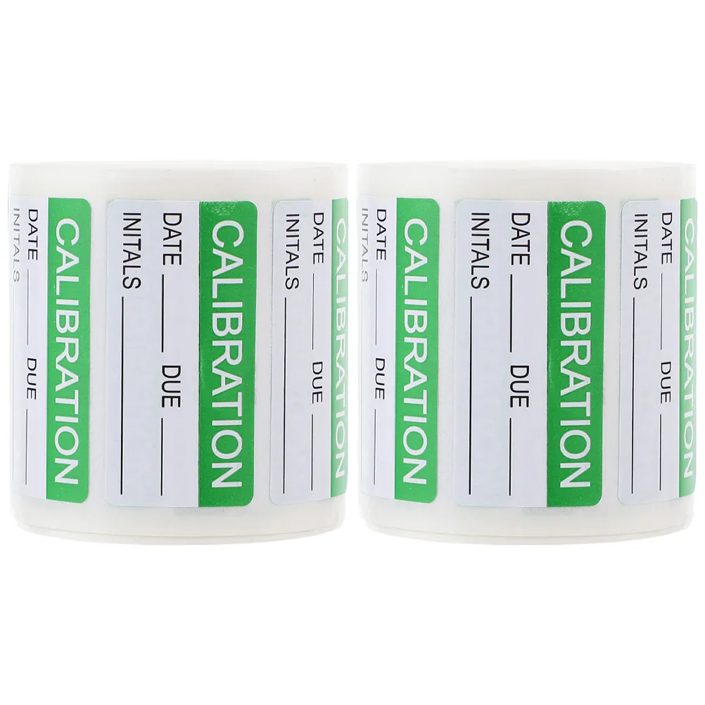

2 Rolls Calibration Self-Adhesive Labels Green Quality Control Stickers for Ground Transport Waterproof Writable Maintenance