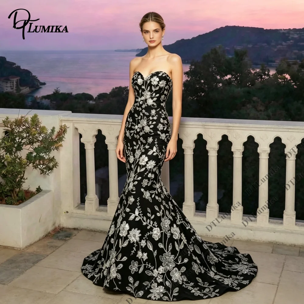 

DTLumika Luxury Beaded Evening Dress Sweetheart Long Mermaid Prom Dresses Formal Events Gown , Wedding Guest, Charity Dinner