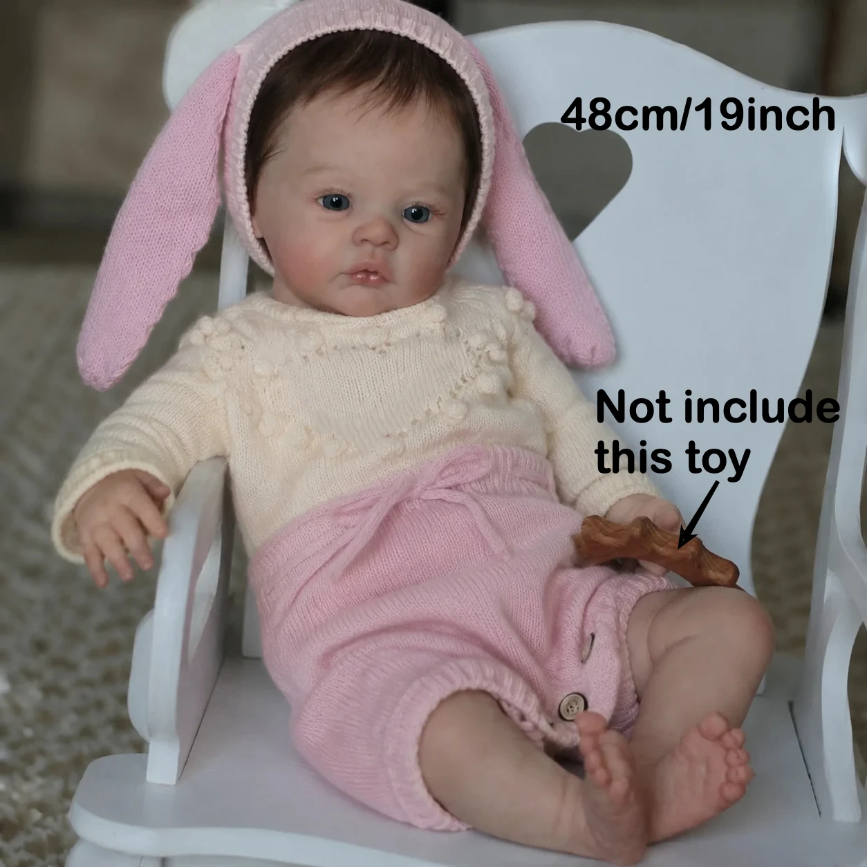 BZDOLL 19inch 48CM Handmade Craft, Birthday Gift, Cloth Body Reborn Baby Doll, Cute Sweet Lifelike Features