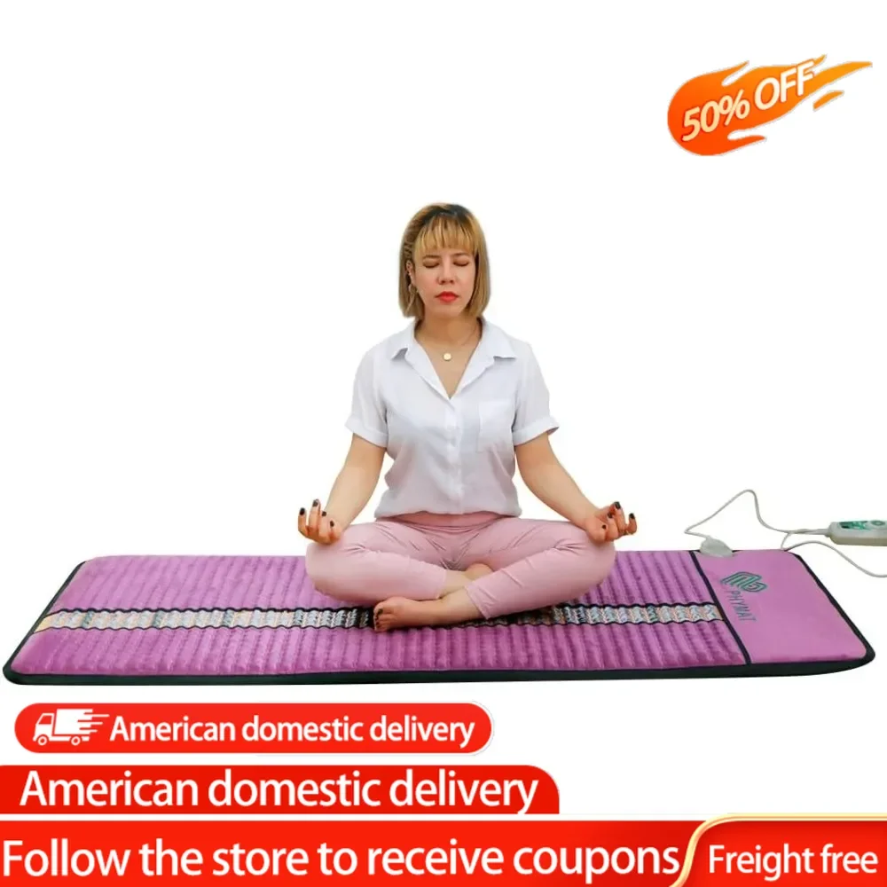 Far Infrared Heating Pad for Back,Full Body Amethyst Heating Pad,Gemstone Amethyst Obsidian Crystal Mat,Enhanced Reki,