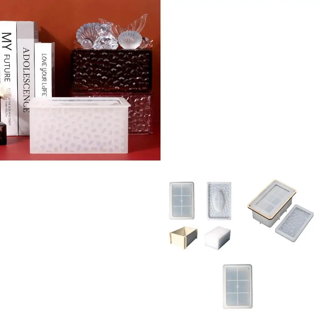 

9HJK Silicone Tissue Box Mold Jewelry Box Resin Mold Diamonds Box Mold for Home Decor