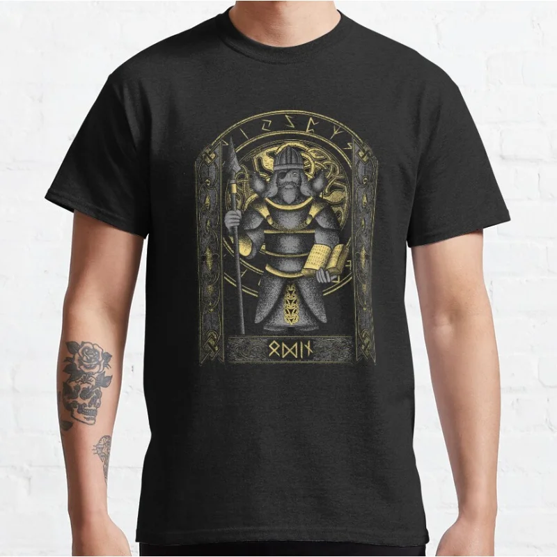 

Norse Mythology Nordic Runes Viking Gift T-Shirt Son Of Odin print tee Walhalla Graphic clothes 0304 Large size tops