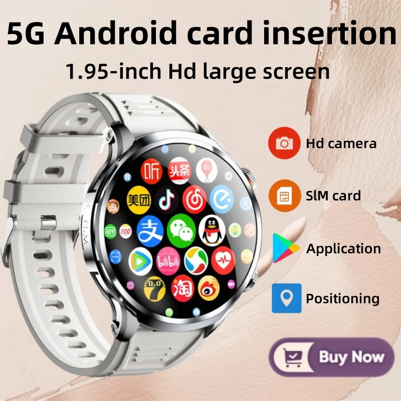 

2025 New 4G Full Network Men's Smart Watch 1.95-inch Large Screen Android Smart Watch 10GB+256GB Google Play WIFI GPS Sim Card