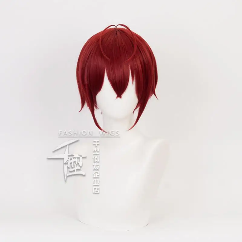 Peluca sintética resistente al calor para fiesta de Halloween, pelo corto rojo vino, juego Twisted Wonderland, Riddle, Cosplay, accesorios