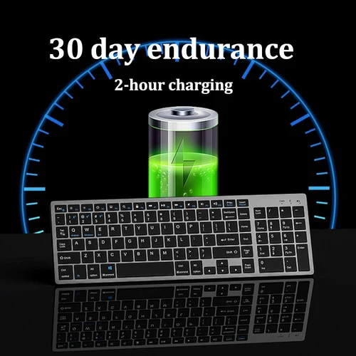 Imagen 2 del producto Teclado inalámbrico de modo Dual 2,4G teclado Dual Bluetooth 5,0 teclado recargable de 102 teclas para MacBook Tablet PC Accesorios