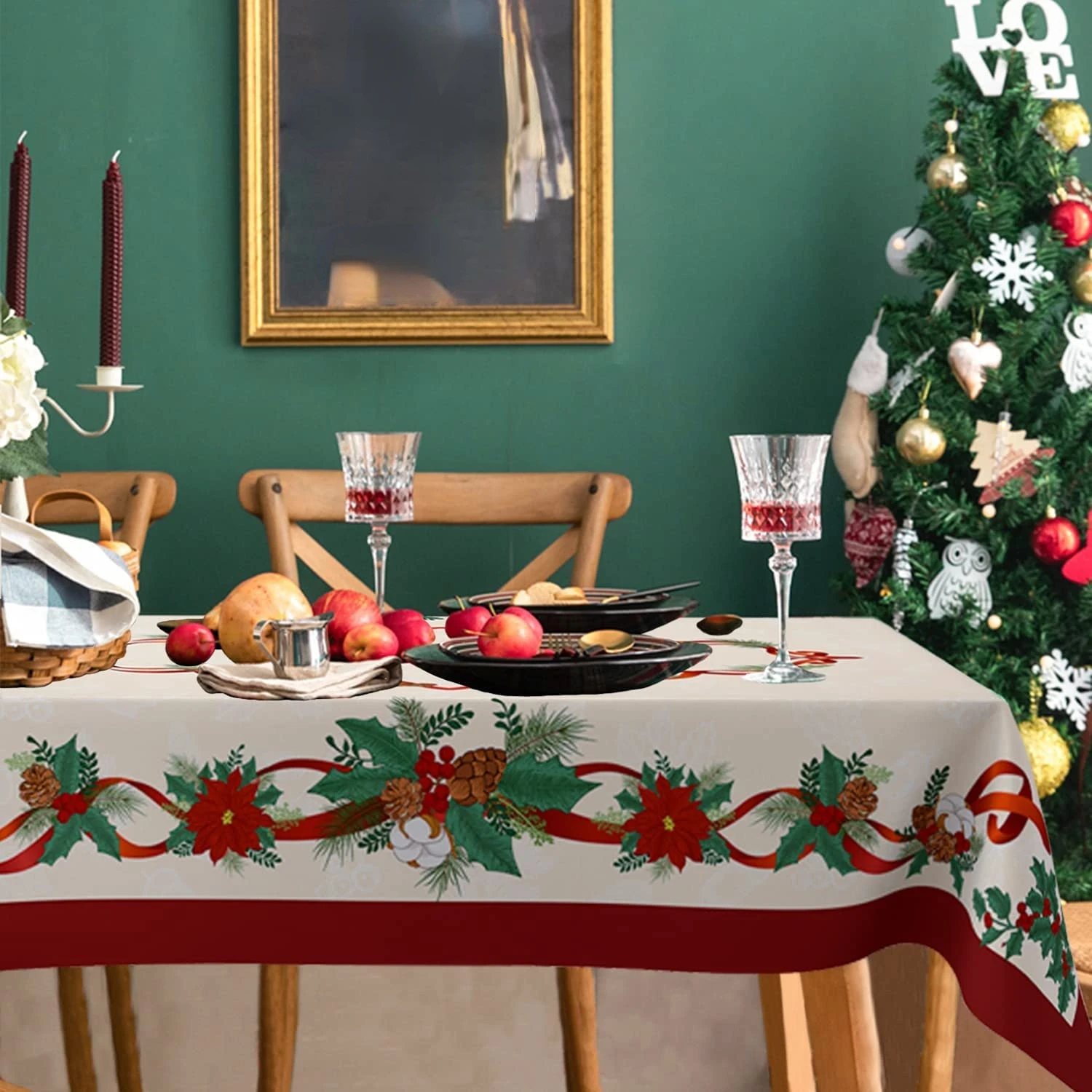 Christmas Style Tablecloth Printed Tablecloth Waterproof Rectangular Holiday Tables Waterproof Tablecloths For Rectangular Table
