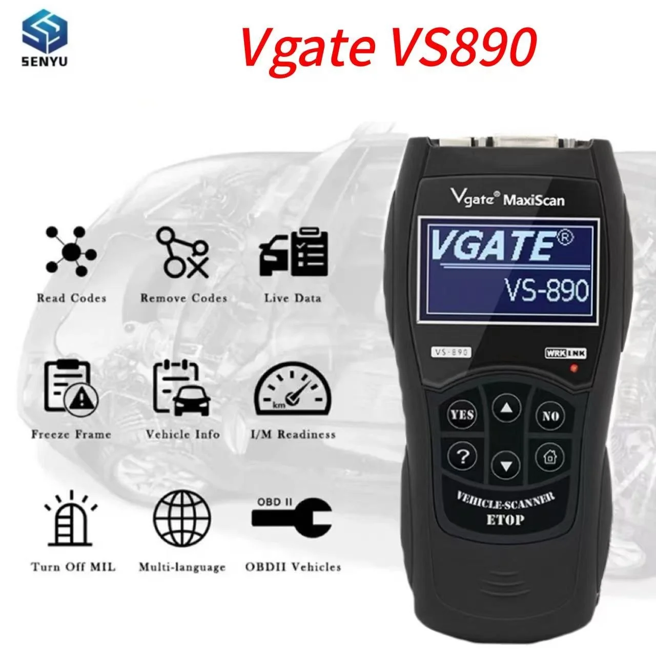 Newest OBD2 Scanner Maxiscan Vgate VS890 OBD Engine Fault Code Reader Analyzer ODB2 EOBD JOBD Car Diagnostic Scanner VS-890