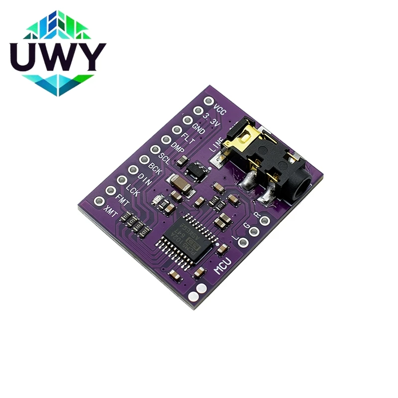 MCU-5102 PCM5102A Audio DAC Module Purple Board, I2S Interface Digital To Analog Converter Sound Decoder Board
