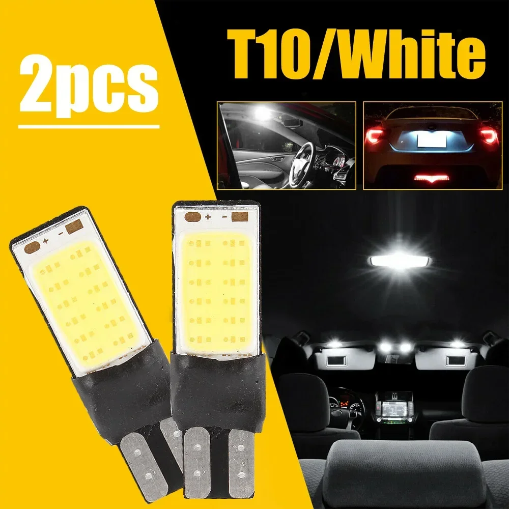 

2Pcs Auto LED Bright White 6000K COB T10 Universal W5W 194 168 Wedge Light Bulb 12V Reading Light Signal Lamp Trunk Lights