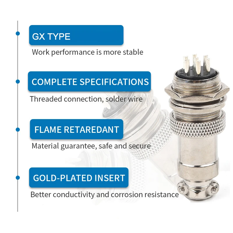 GX20 Nut Type  Male &Female Aviation Plug Socket Connector 2/3/4/5/6/7/8/9/10/12/14/15 PIN Cable Joint  Aviation Plug Connector