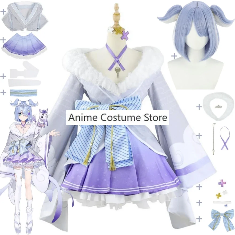 YouTuber VTuber Elira Pendora NIJISANJI EN LazuLight Cosplay Costume Wig Anime Sexy Woman Kimono Lolita Dress Halloween Suit