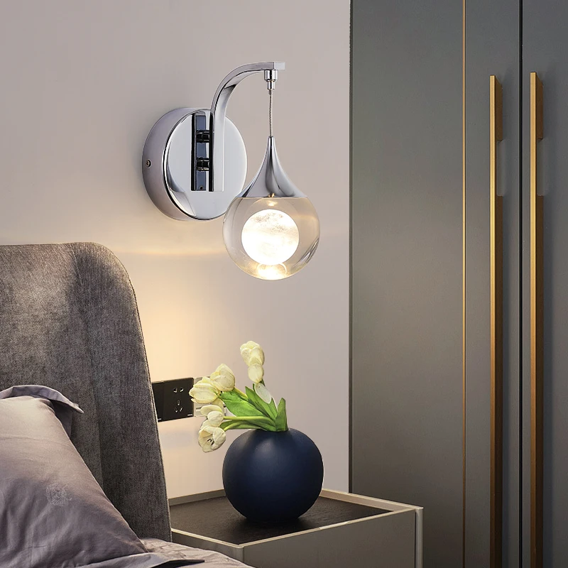 Phòng Ngủ Đèn Tường Pha Lê Vàng Chrome Led Tường Phòng Khách Sconce Thiết Kế Đơn Giản Màu Bạc Dán Tường Phòng Tắm Hành Lang Bong Bóng Bóng