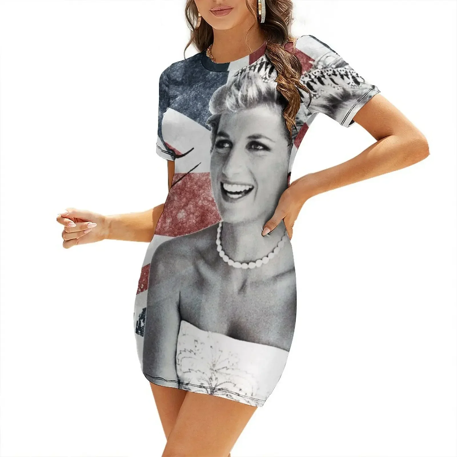 

Lady Diana Short-Sleeved Dress luxury evening dress woman for wedding birthday dress for women