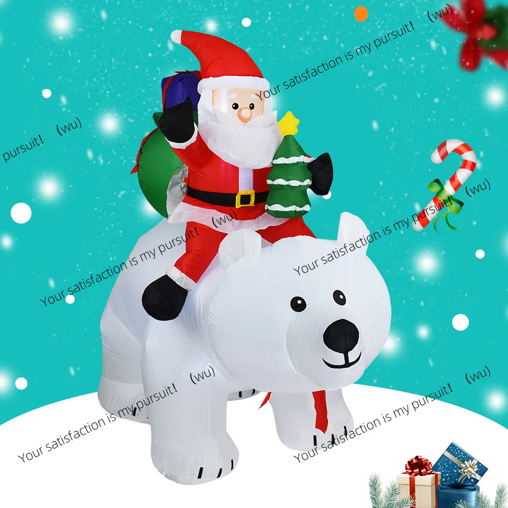 

Holiday decorations, Christmas white bears, inflatable Santa Claus riding bobblehead bear atmosphere decorations