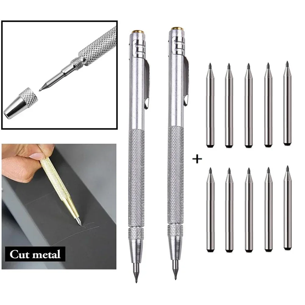 

12PCS Alloy Scribe Pen Carbide Scriber Pen Metal Wood Glass Tile Cutting Marker Pencil Metalworking Woodworking Hand Tools