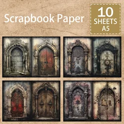 10 Sheets A5 Size Retro Gothic Dark Stone Door Background Vintage Grunge Journal Planning Scrapbooking