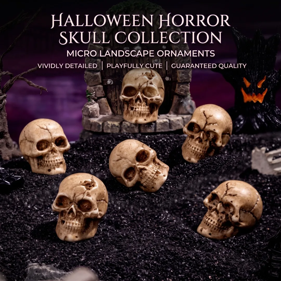 Halloween Horror Skull Head, Realistic Resin DIY Craft Decoration Accessories, Beads, Mini Figurine for Party Decor Supplies