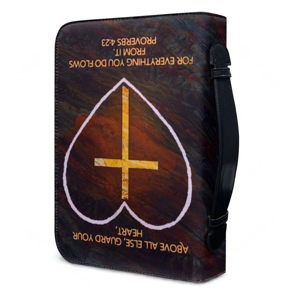 

Women's Handbags PU Leather Zippered Handle Bible Cover Case Bible Verse Printing Study Book Holy Storage Boxes Exquisite Gift