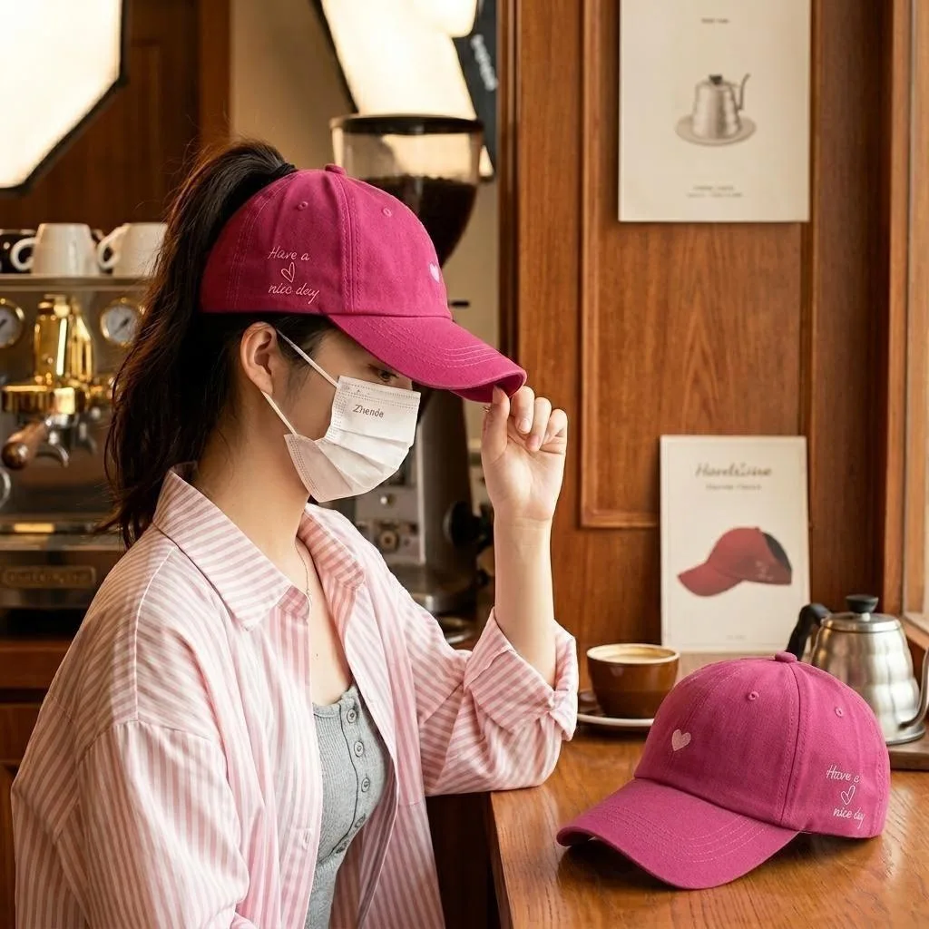 Women Ponytail Baseball Cap Sun Shade Hat Spring Summer Breathable Face-Lifting Casual Peaked Cap